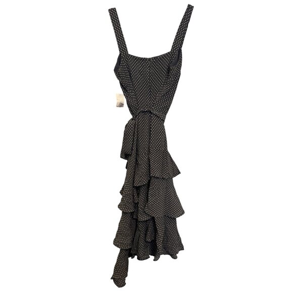 Bar III Tiered Polka Dot Sleeveless Dress Womens Size 12 Gray White Tiered Ruffl - Picture 2 of 6